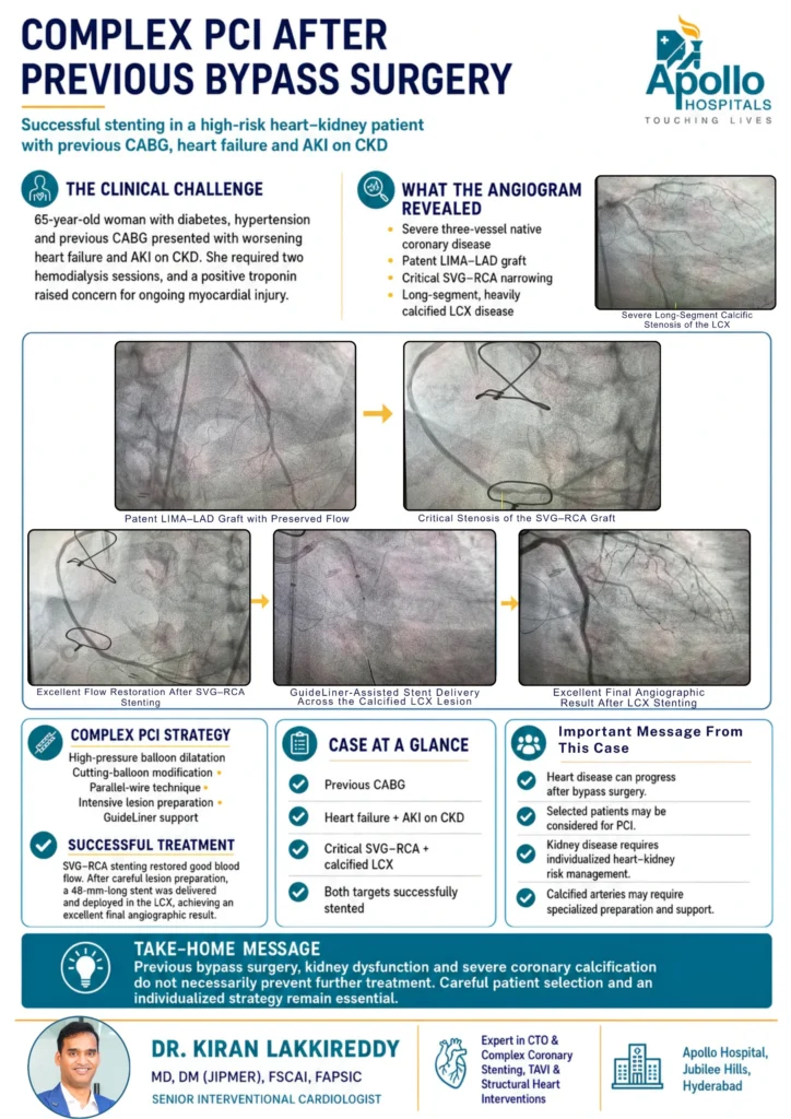 Complex pci after previous bypass surgery Successfull | Dr Kiran Lakkireddy | Senior Cardiologist in Kondapur, Hyderabad